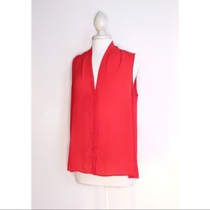 Monoprix Femme Red Sleeveless V-Neck Blouse